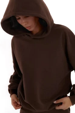 TALYA Bluzy^Bluza Boyfriend Hoodie chocolate