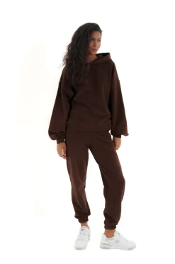 TALYA Bluzy^Bluza Boyfriend Hoodie chocolate