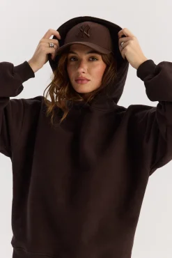 TALYA Bluzy|Bluzy^Bluza Boyfriend Hoodie dark chocolate