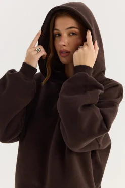 TALYA Bluzy|Bluzy^Bluza Boyfriend Hoodie dark chocolate