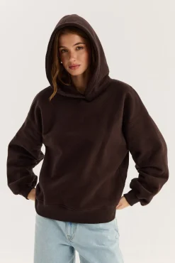 TALYA Bluzy|Bluzy^Bluza Boyfriend Hoodie dark chocolate