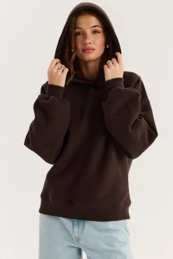 TALYA Bluzy|Bluzy^Bluza Boyfriend Hoodie dark chocolate