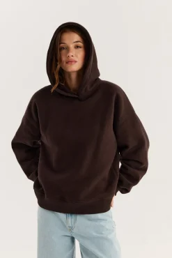 TALYA Bluzy|Bluzy^Bluza Boyfriend Hoodie dark chocolate