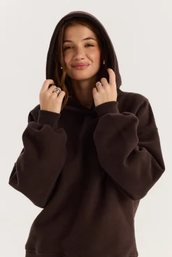 TALYA Bluzy|Bluzy^Bluza Boyfriend Hoodie dark chocolate
