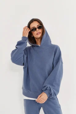 TALYA Bluzy|Bluzy^Bluza Boyfriend Hoodie denim