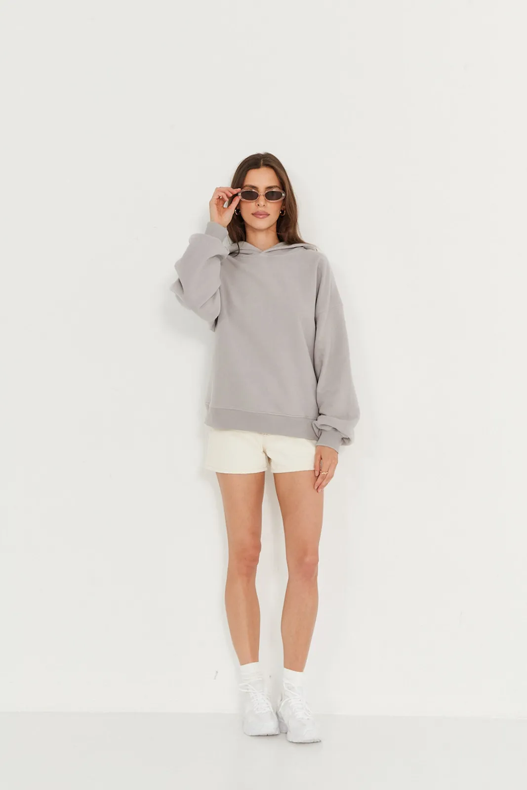 TALYA Bluzy|Bluzy^Bluza Boyfriend Hoodie light grey