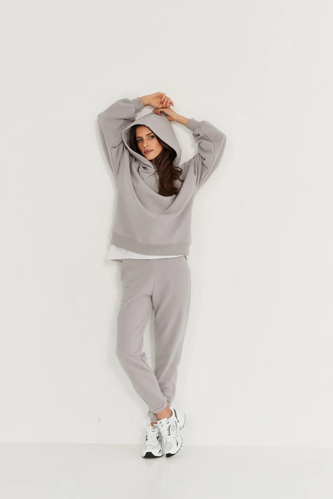 TALYA Bluzy|Bluzy^Bluza Boyfriend Hoodie light grey