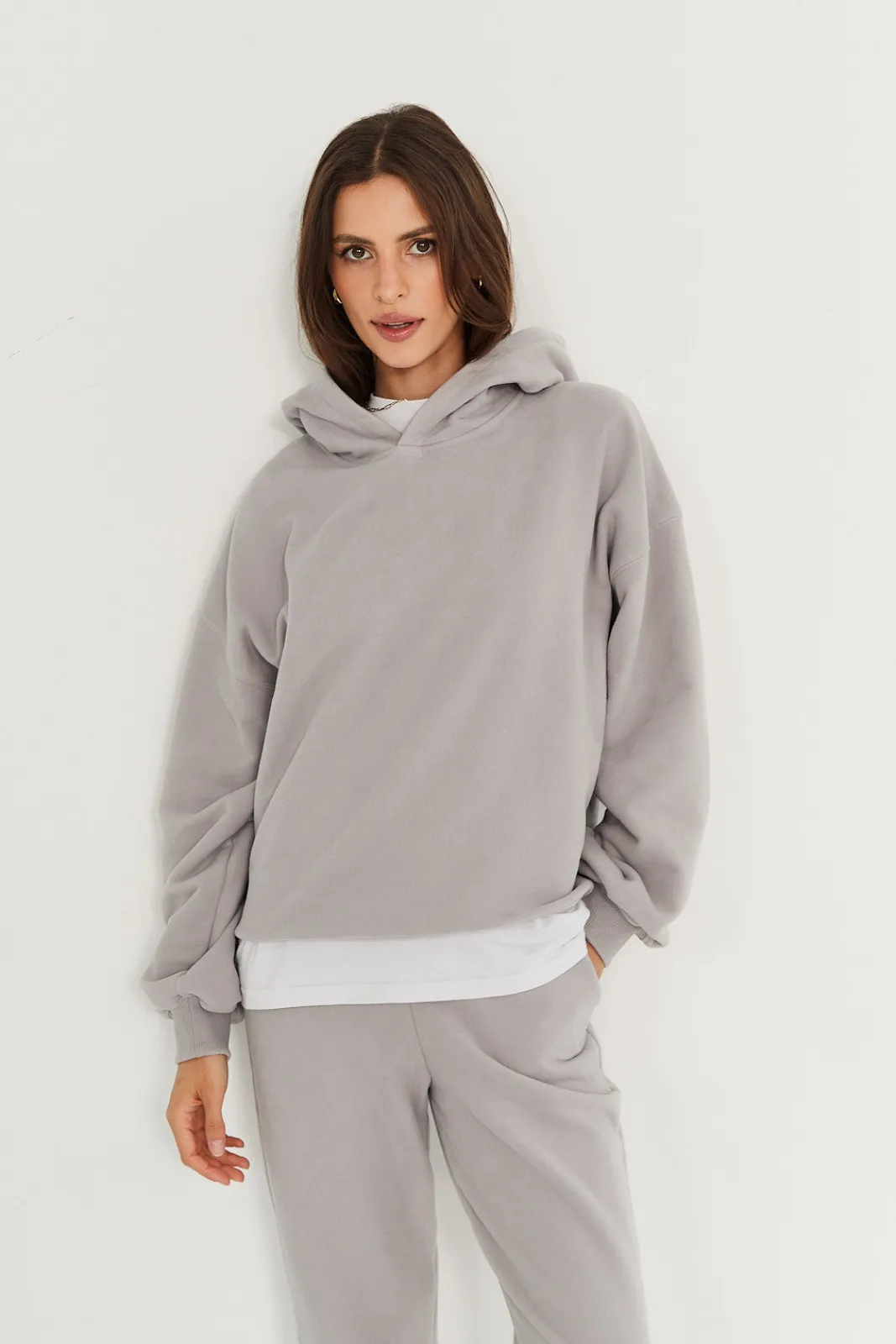 TALYA Bluzy|Bluzy^Bluza Boyfriend Hoodie light grey