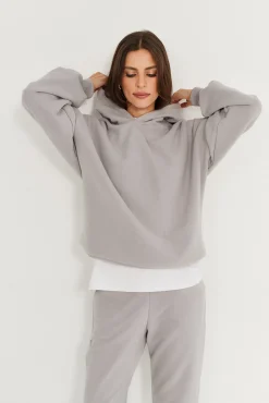 TALYA Bluzy|Bluzy^Bluza Boyfriend Hoodie light grey