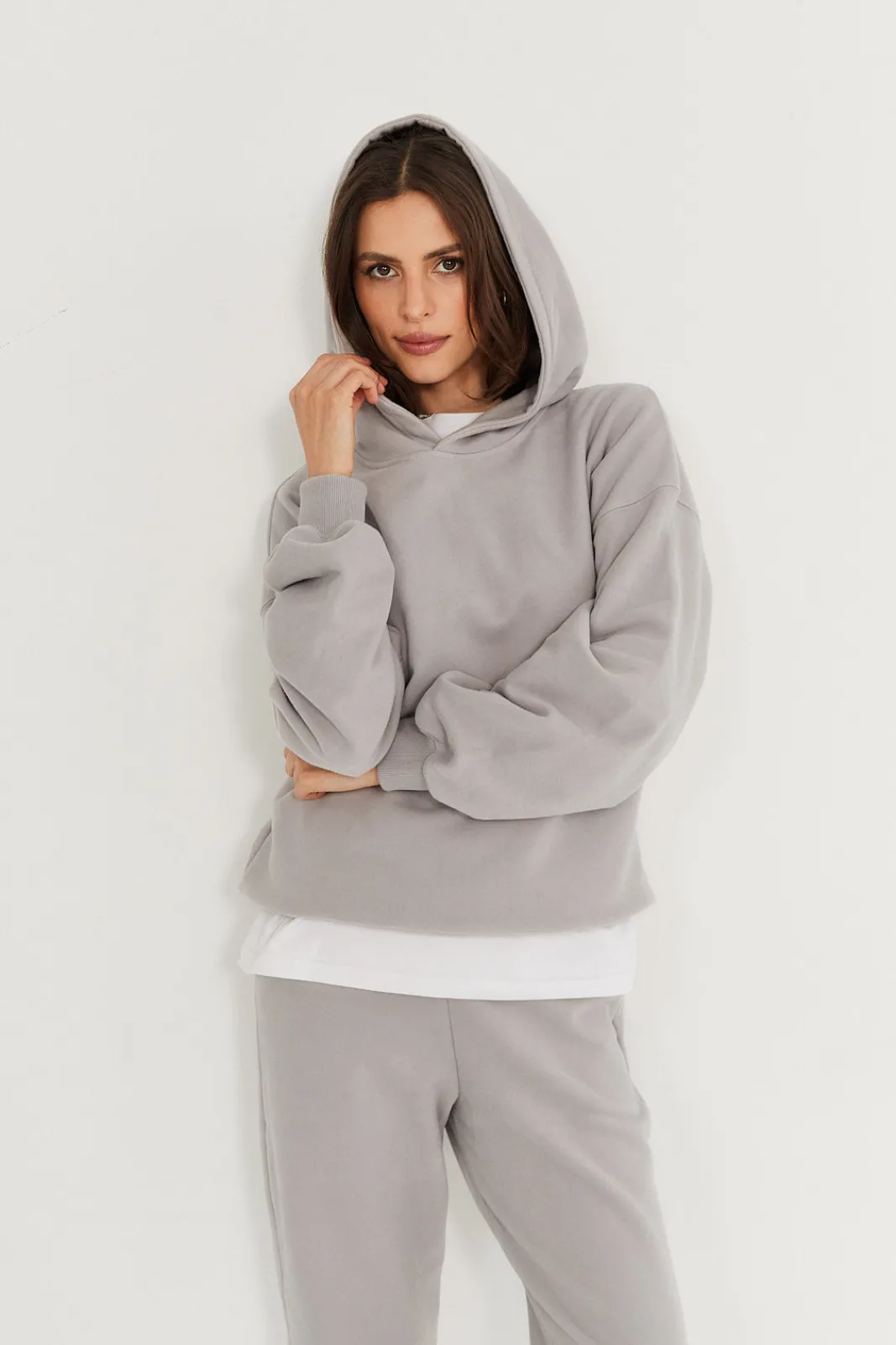 TALYA Bluzy|Bluzy^Bluza Boyfriend Hoodie light grey