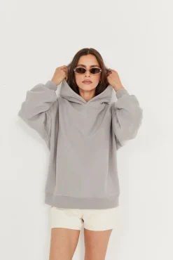 TALYA Bluzy|Bluzy^Bluza Boyfriend Hoodie light grey