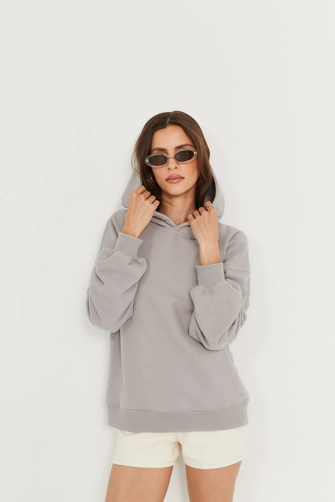TALYA Bluzy|Bluzy^Bluza Boyfriend Hoodie light grey