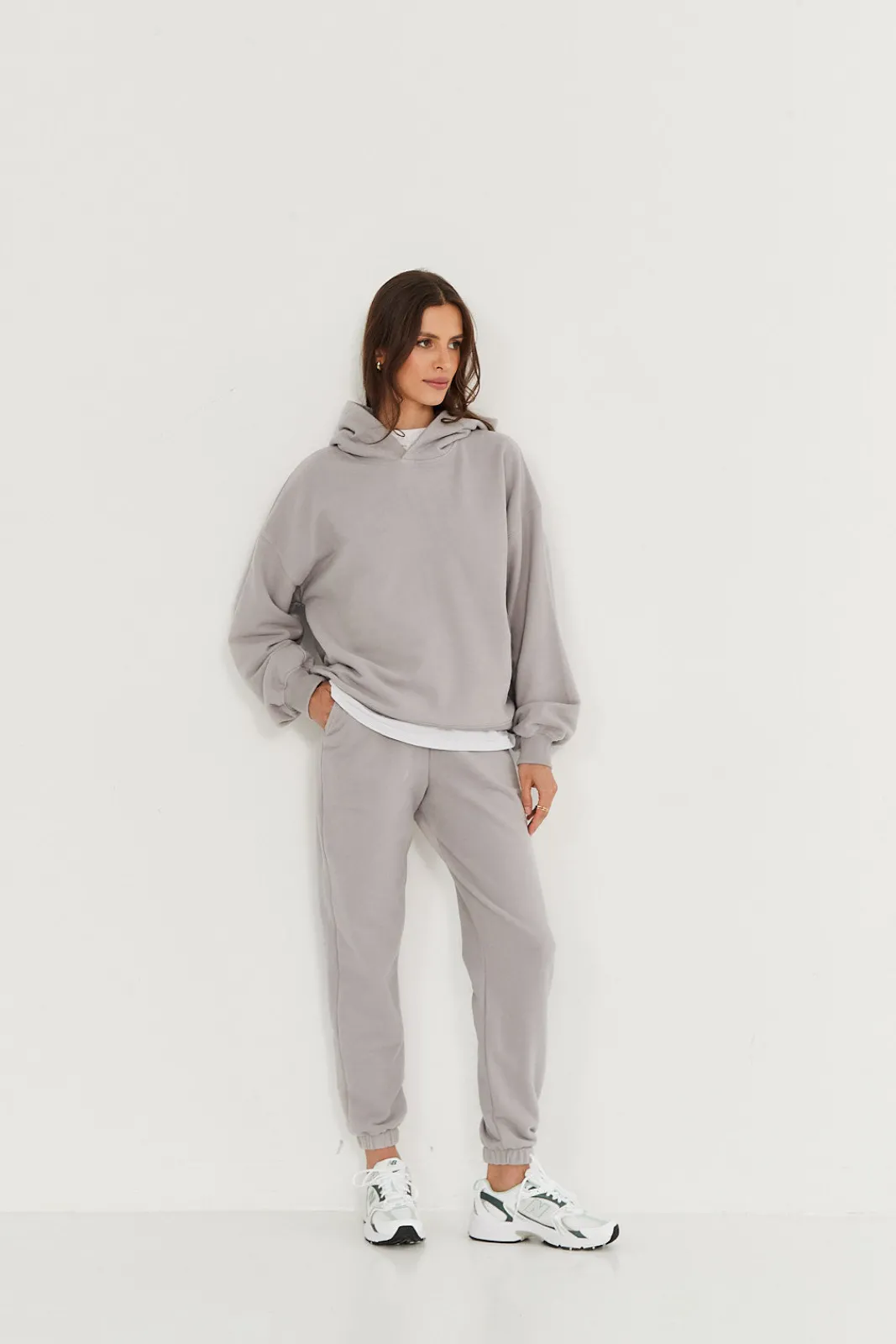 TALYA Bluzy|Bluzy^Bluza Boyfriend Hoodie light grey