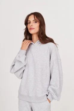 TALYA Bluzy|Bluzy^Bluza Boyfriend Hoodie light grey melange