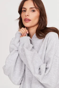 TALYA Bluzy|Bluzy^Bluza Boyfriend Hoodie light grey melange