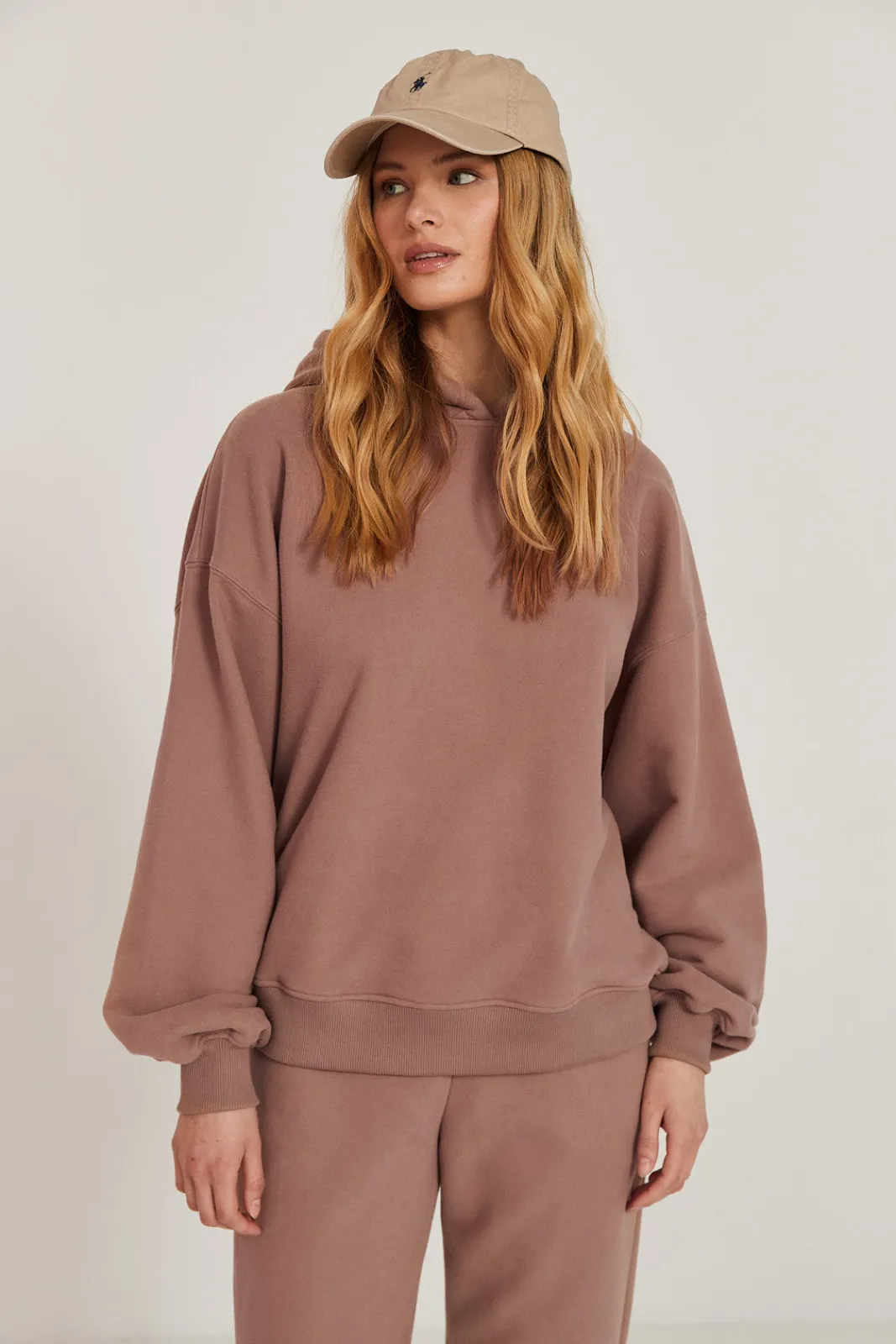 TALYA Bluzy|Bluzy^Bluza Boyfriend Hoodie mocca mousse