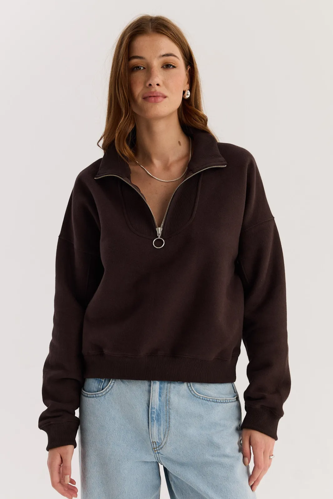 TALYA Bluzy|Bluzy^Bluza Zipi dark chocolate