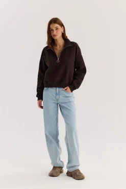 TALYA Bluzy|Bluzy^Bluza Zipi dark chocolate