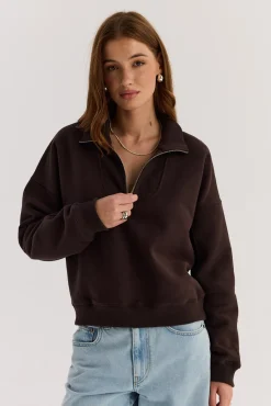 TALYA Bluzy|Bluzy^Bluza Zipi dark chocolate