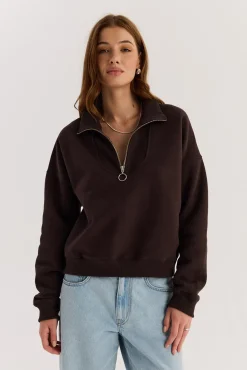 TALYA Bluzy|Bluzy^Bluza Zipi dark chocolate