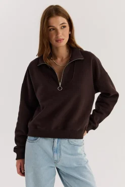 TALYA Bluzy|Bluzy^Bluza Zipi dark chocolate