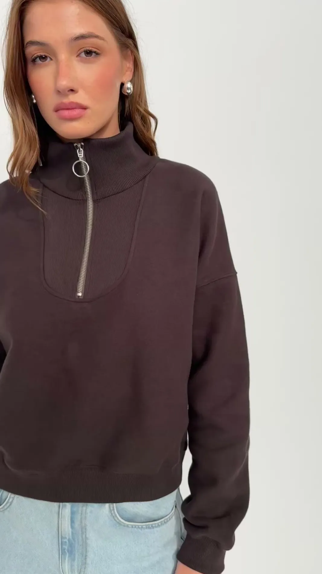 TALYA Bluzy|Bluzy^Bluza Zipi dark chocolate