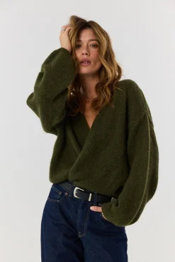 TALYA Swetry^Sweter kardigan Ingrid khaki
