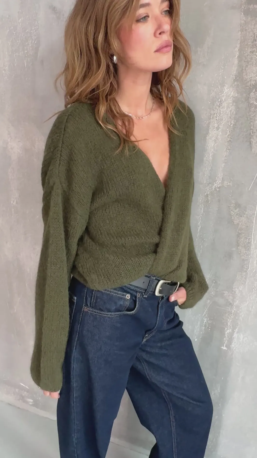 TALYA Swetry^Sweter kardigan Ingrid khaki