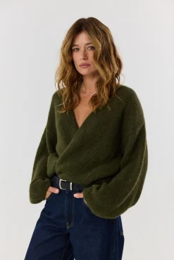 TALYA Swetry^Sweter kardigan Ingrid khaki
