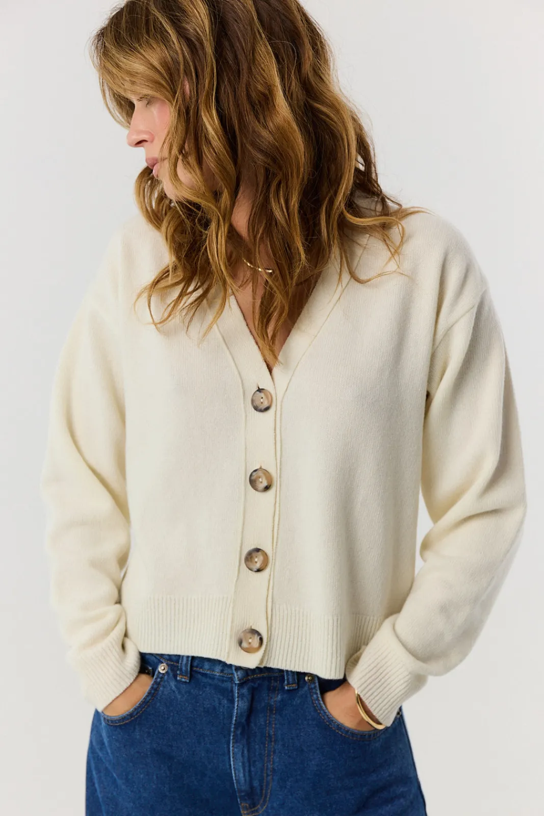 TALYA Swetry^Sweter kardigan Miley cream