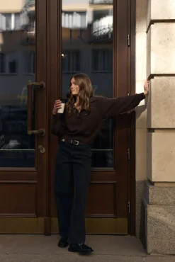 TALYA Swetry^Sweter Polo Bobby dark chocolate