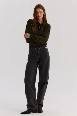 TALYA Swetry^Sweter Polo Bobby khaki